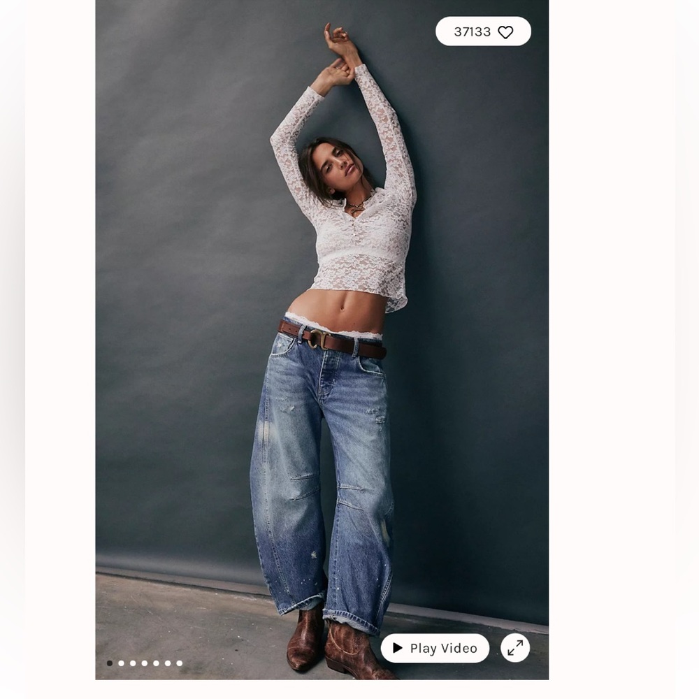 We The Free Good Luck Mid-Rise Barrel Jeans